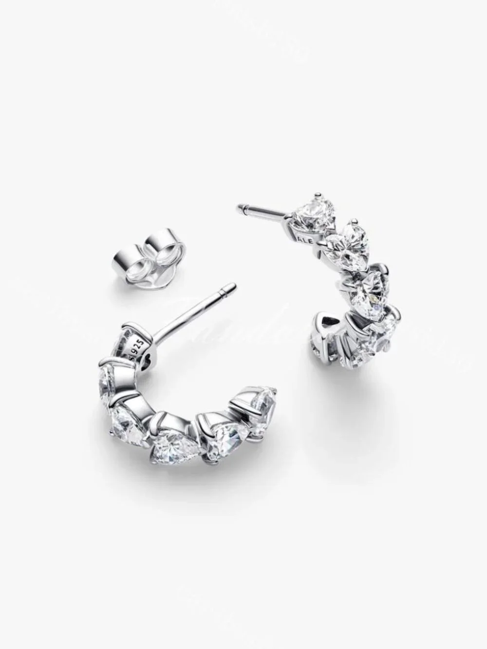 Pandora Sparkling Hearts Open Hoop Earrings